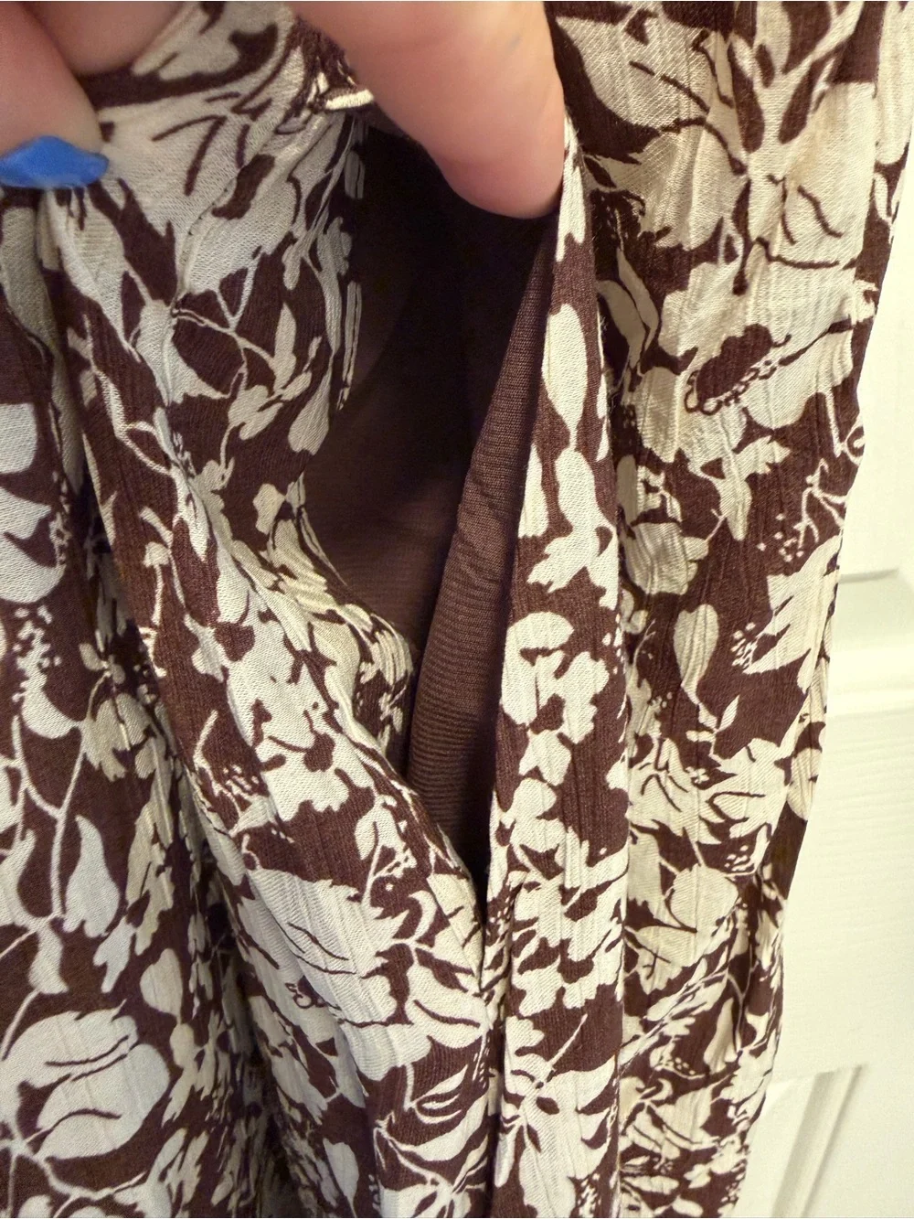 Abercrombie & Fitch Brown Floral Crinkle Pintuck Pleat Cutout Back Maxi Dress